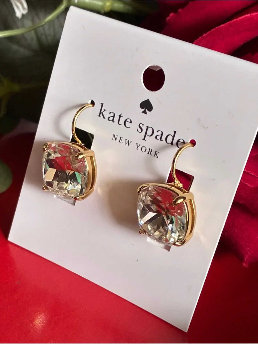 kate spade New York Gold Crystal Drop Earrings - Clear